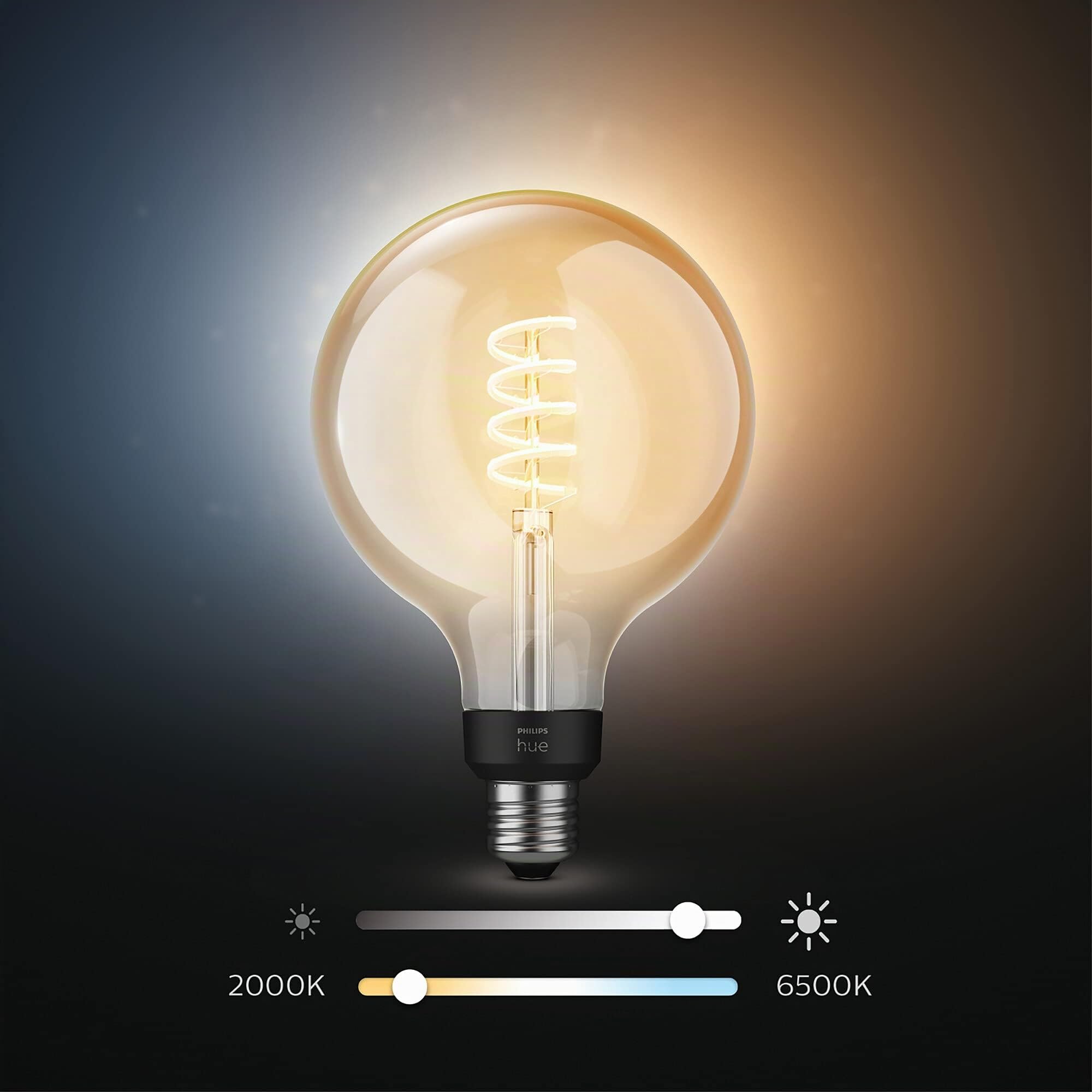 Philips Hue White Ambiance Filament G125, Lampadina LED a filamento E27