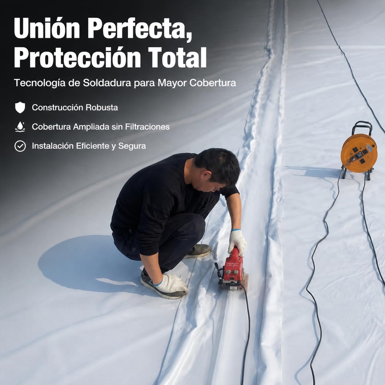 Malla geotextil de polipropileno no tejida, blanca, permeable, alta resistencia, para jardines, drenaje y obra civil, Geomembrana compuesta con sold