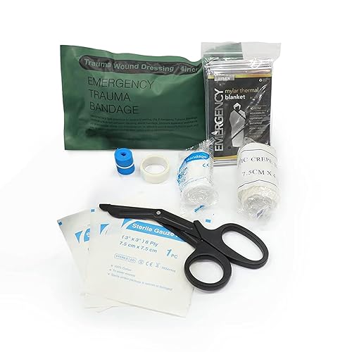 RUIMI - Kit de torniquete médico, paquete de control de sangrado con vendaje israelí de 4 pulgadas, torniquete desechable azul, manta de emergencia,