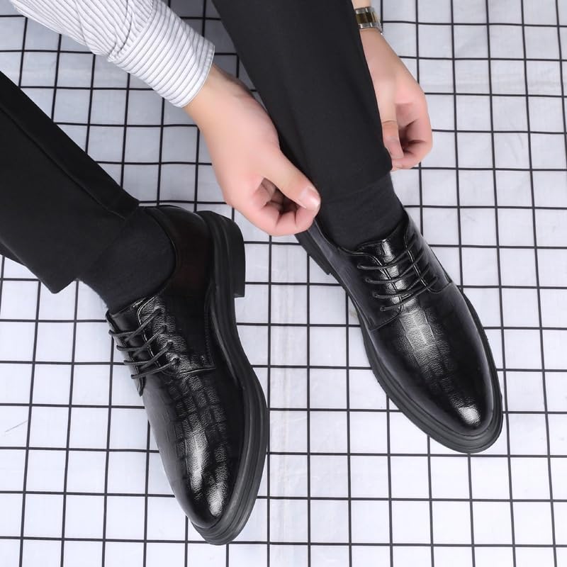 Fashion Men's Formal Oxford Shoes Faux Leather Lace-Up Cap Toe Tuxedo Dress Shoes2