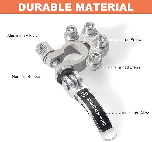 Miniatura 3 de 2 terminales de cable de batería de automóvil positivo y negativo de liberación rápida con arandelas anticorrosión  4 conectores de abrazaderas de