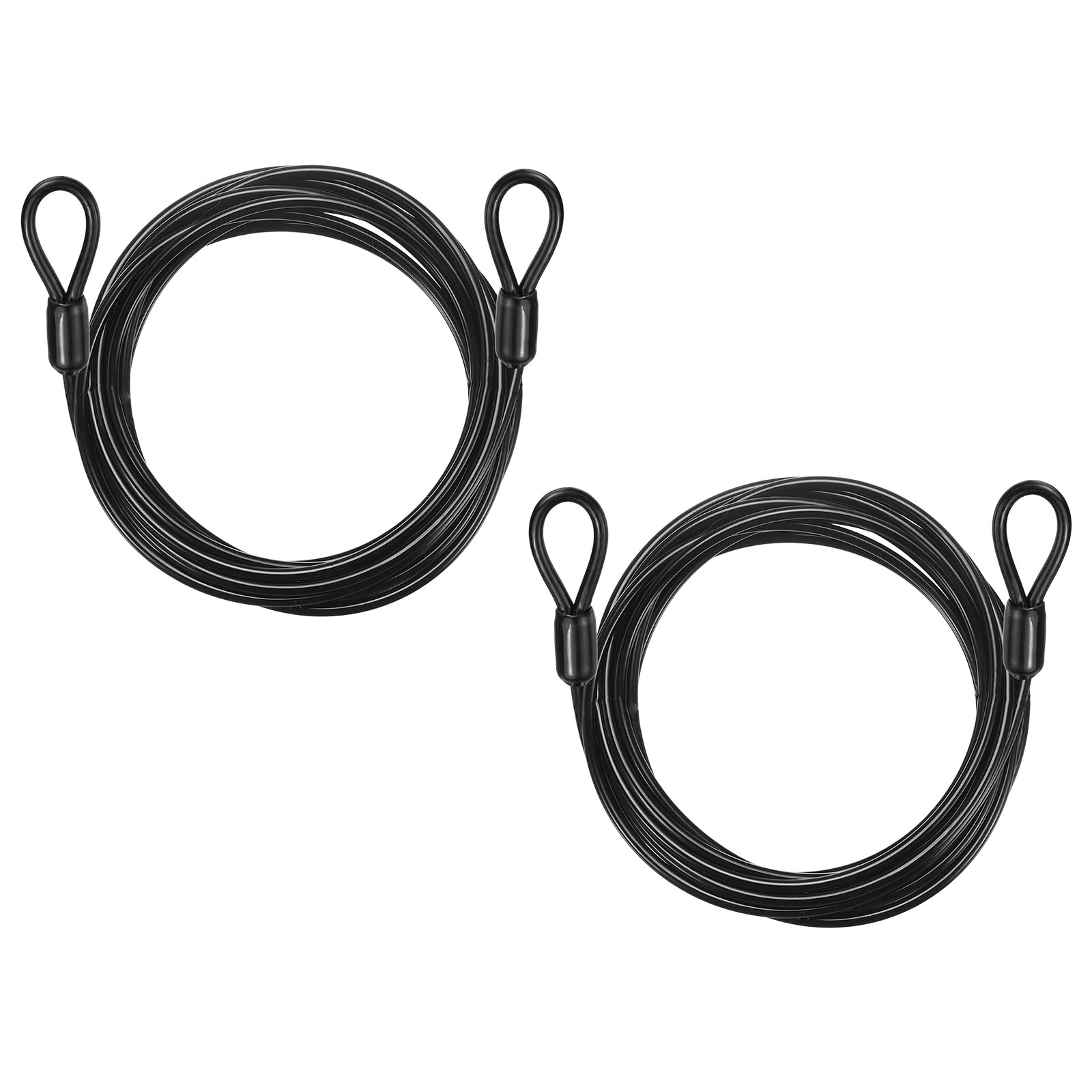 PATIKIL Security Cable Lock (1/8" Dia 8.5ft 110lb Load Capacity, Black) (2 Pcs) Vinyl Coated Stainless Steel Double Loops Flexible Wire Rope Safety Cable Luggage Lock Suit for - Outdoor