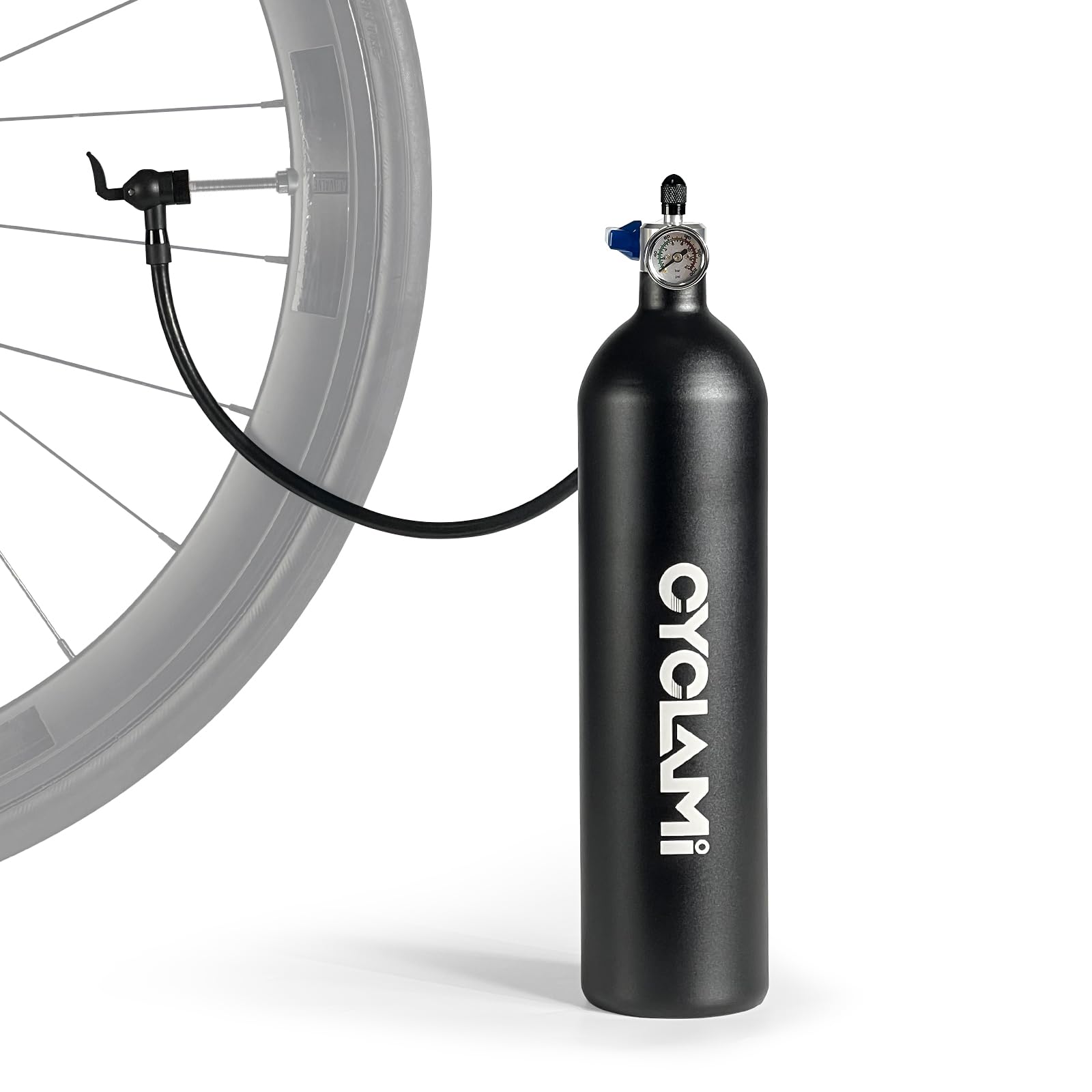 Booster de pneu de vélo Tubeless 1,3 l/200 PSI (13,79 bar) – Pompe à pneu réutilisable en aluminium pour vélos de route et VTT avec AV/FV – Tubeless rapide