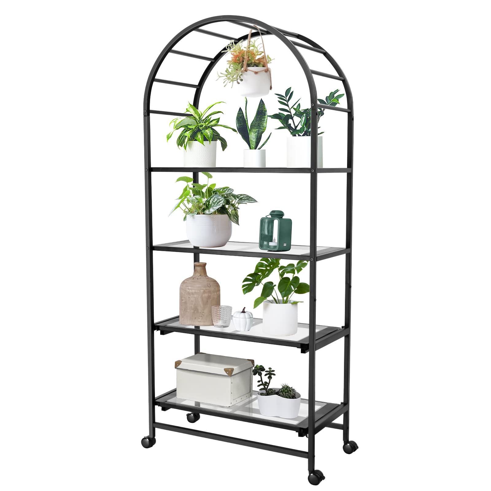 THE NEXT GARDENER.COM 4 Tier Metal Plant Stand with Garden Arch