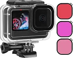 Kit de acessórios para Gopro Hero 9 Hero 10 Hero 11 Hero 12 Hero 13 Black Caixa Estanque a prova dagua e Filtros de mergulho (4 itens)