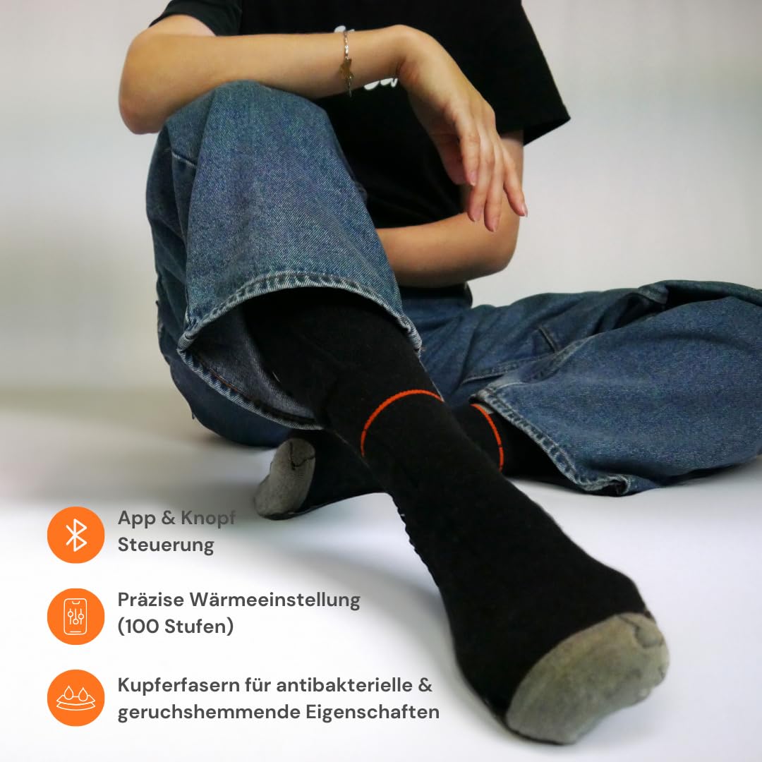 Vulpés HeatSock V1 - Intelligente Beheizbare Socken | Merinowolle | Smartphone Steuerung