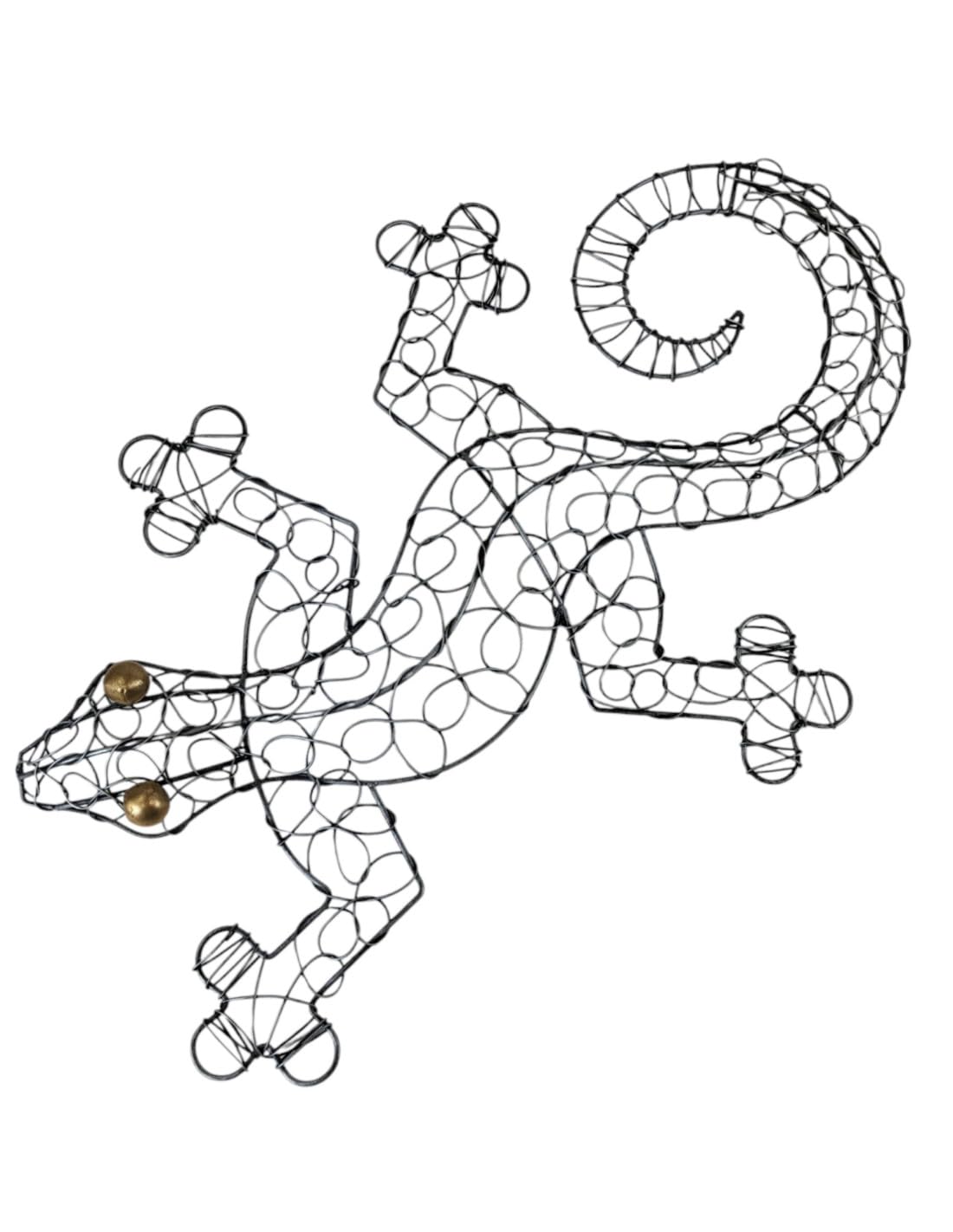 Gecko Multicolore En Bois Sculpté à La Main - Décoration Murale Originale 50cm, Artisanat Équitable