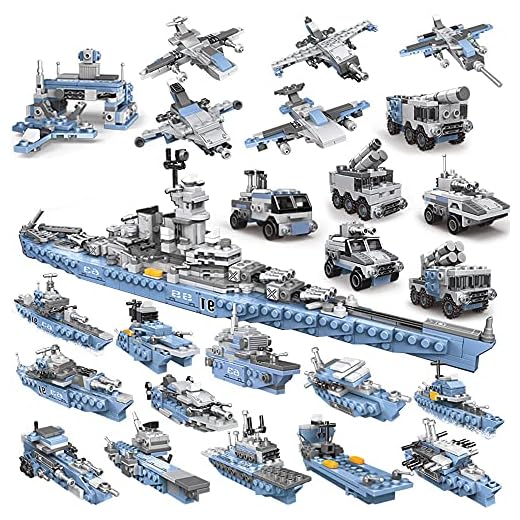 MEOA Military Army Building Toys for 3 4 5 6 7 8 9 10 11 12+ Year Old Boys 8IN1 USS Missouri Battleship Stem Building Blocks Military Bricks 25 Models Engineering Building Kits Educational Toys