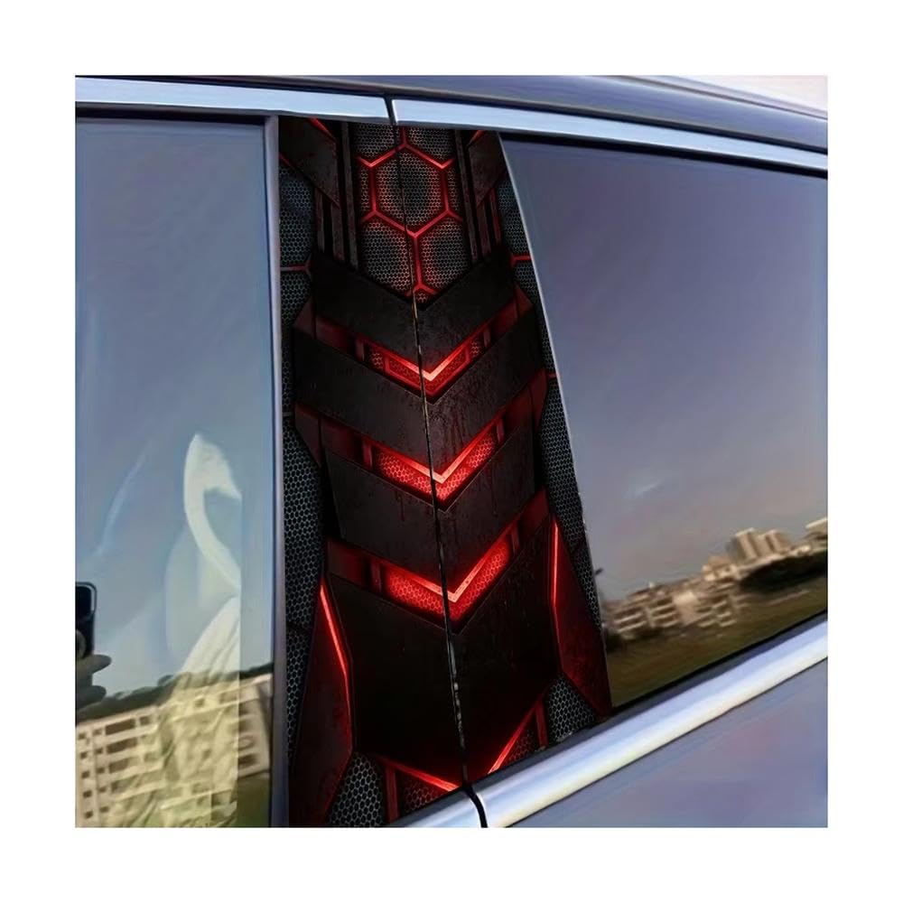 Auto Accessory 2pcs Car Window Pillar Stickers Mecha Texture Glossy Protective Polyethylene Film