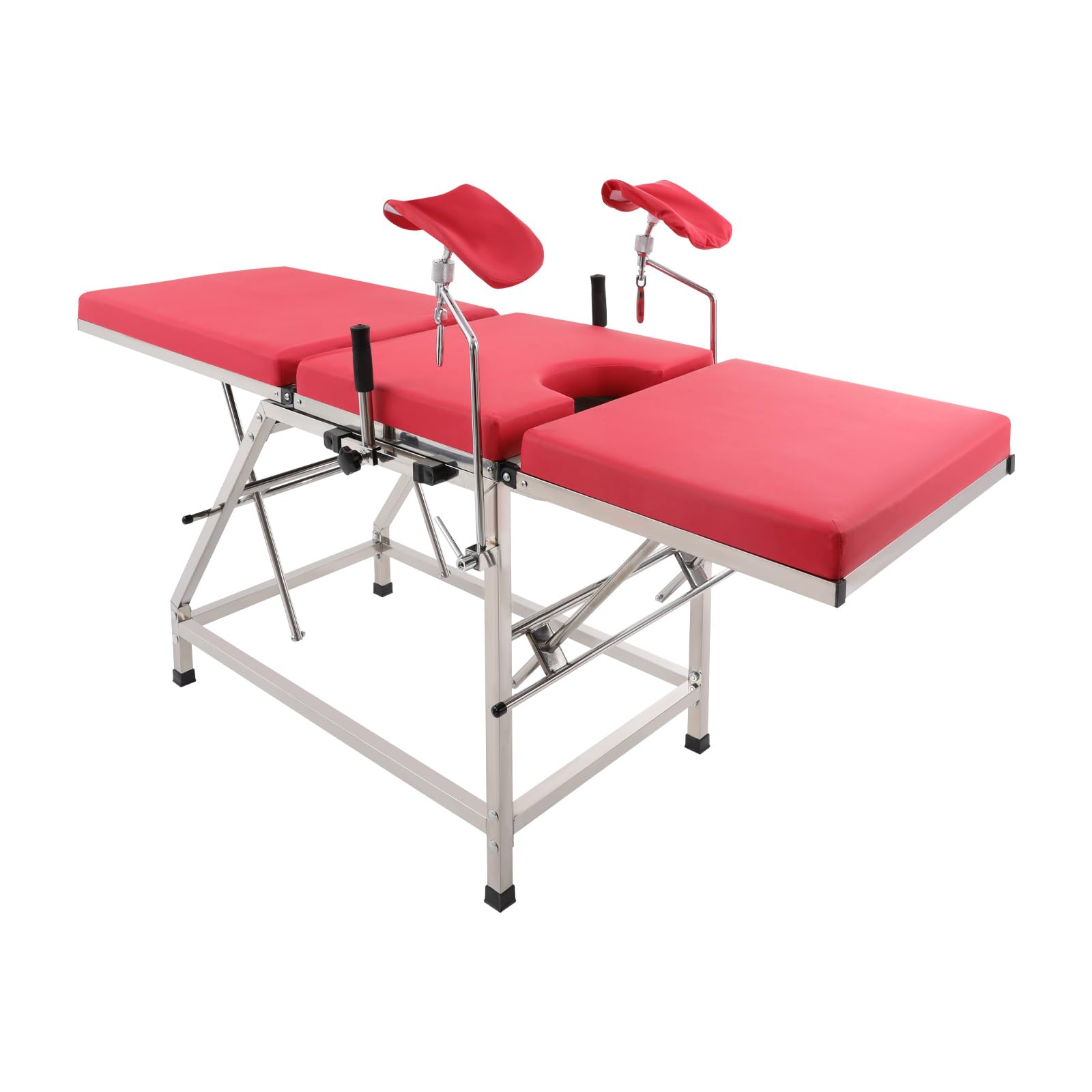 Sedia da ginecologo, regolabile con schienale e gamba, sedia ginecologica a forma di U, portata fino a 200 kg, per cliniche ospedali, 102 x 77 31 cm (rosso)