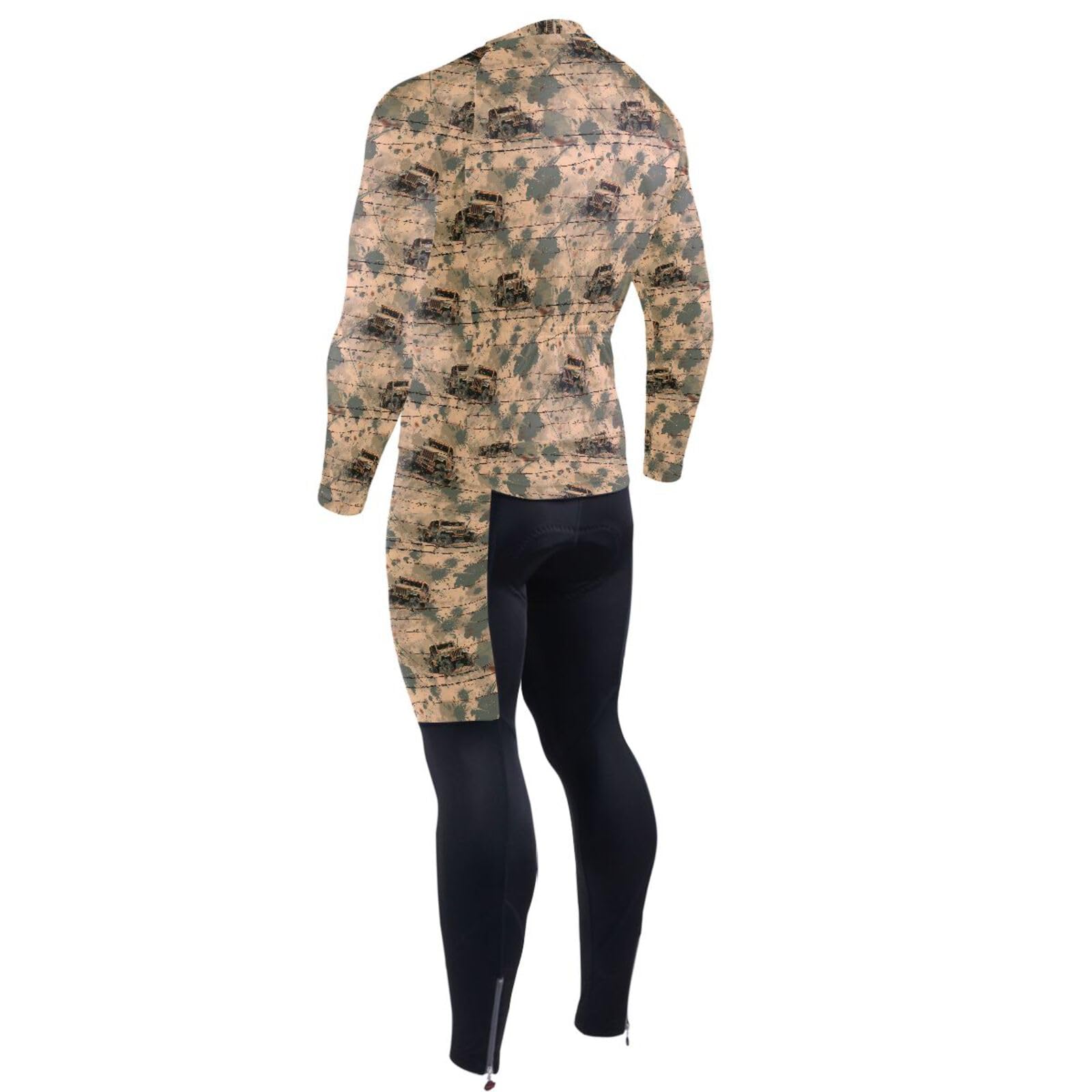 Herren-Radtrikot mit Taschen, schnelltrocknend, langärmelig, 3D-gepolstert