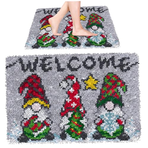 Kits de gancho de pestillo y tapices de Papá Noel para alfombras navideñas de crochet DIY 4