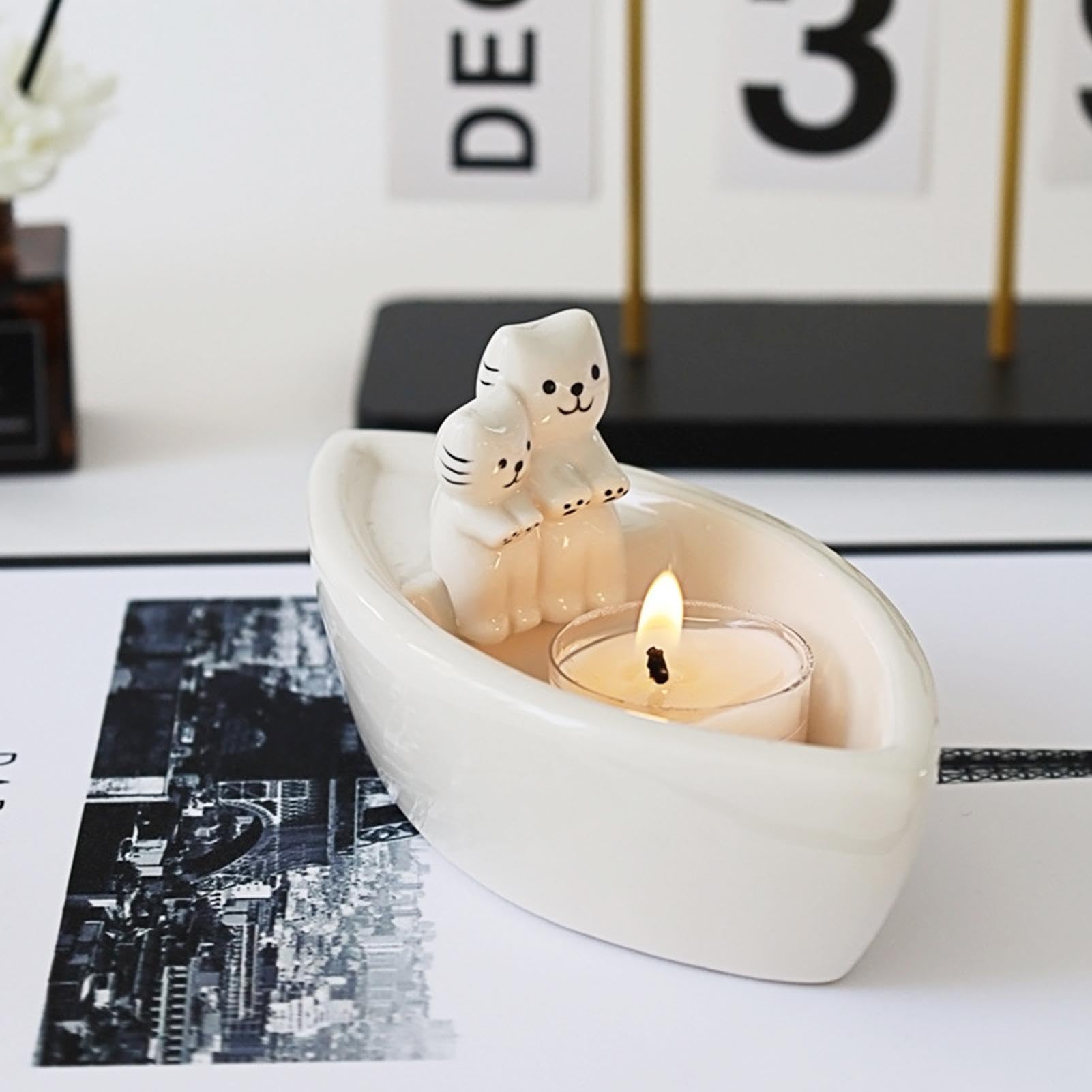 Amazon.co.jp: Cat Warming Paws キャンドル ホルダー、猫 キャンドル