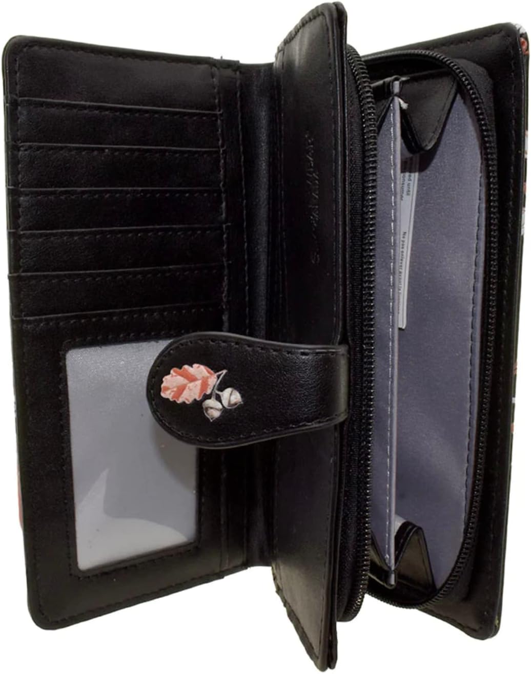 Shag Wear Forest Animal Friends Large Wallet for Women and Teen Girls Vegan Faux Leather 7" Black