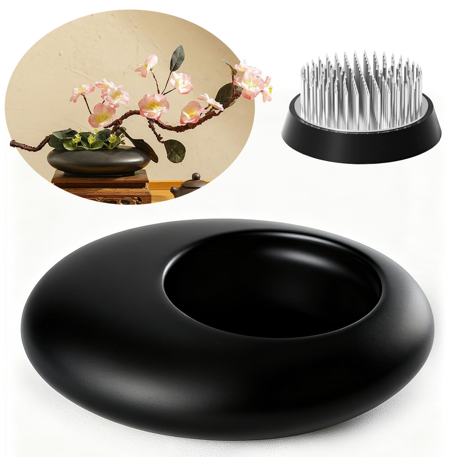 Amazon.com: Japanese Inspired Ceramic Vase Ikebana kit, Pebble