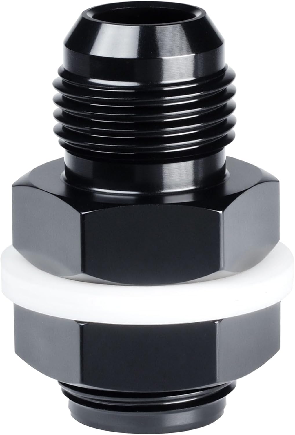 6AN Male Straight Fuel Cell Bulkhead Fitting Adapter Aluminum Black 1PC