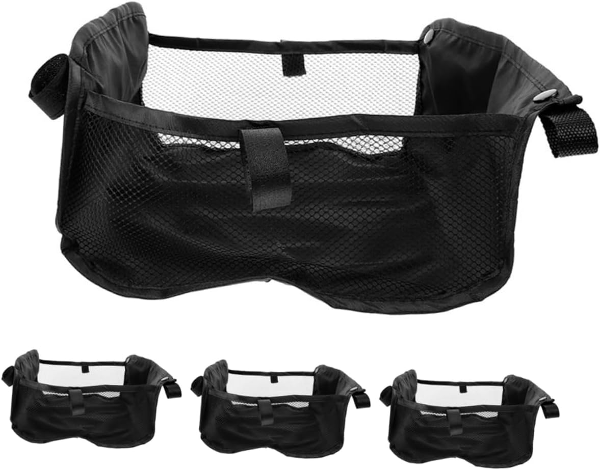 BESPORTBLE 4pcs Universal Baby Stroller Organizer Bags Mesh Net Under Stroller Storage Reinforced Bottom for Shopping and Essentials