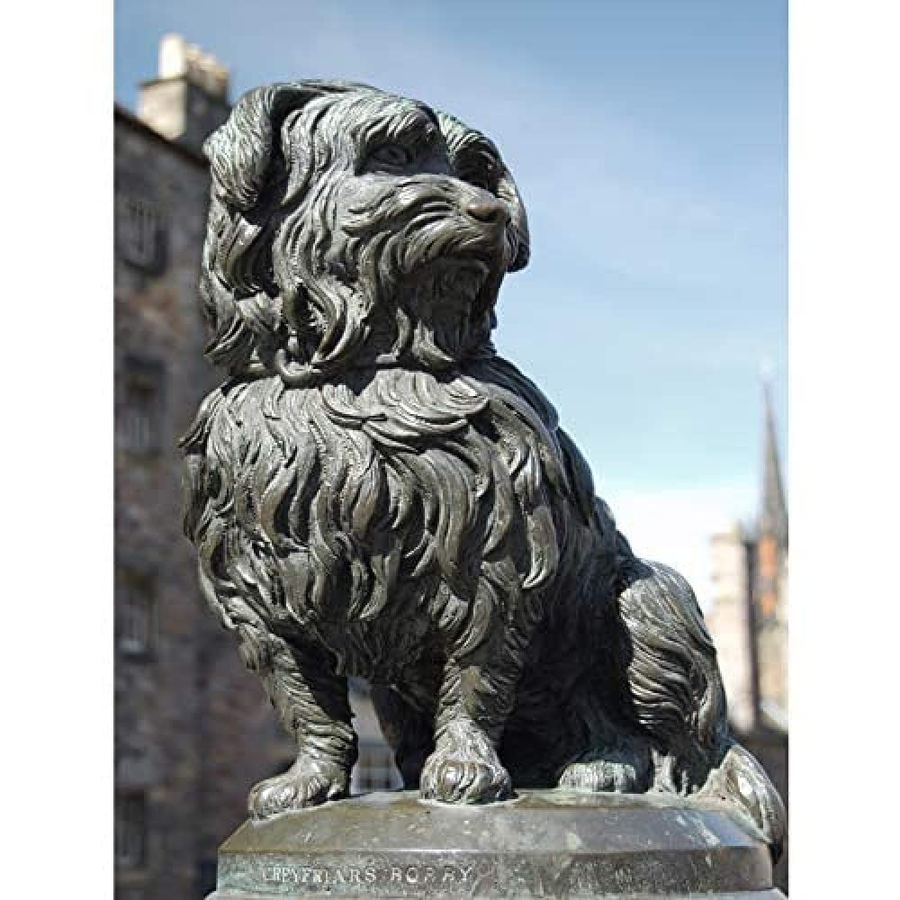 Wee Blue Coo Mp Landmark Edinburgh Scotland Greyfriars Bobby Skye Terrier Art Large Art Print Poster Wall Decor 18x24 inch