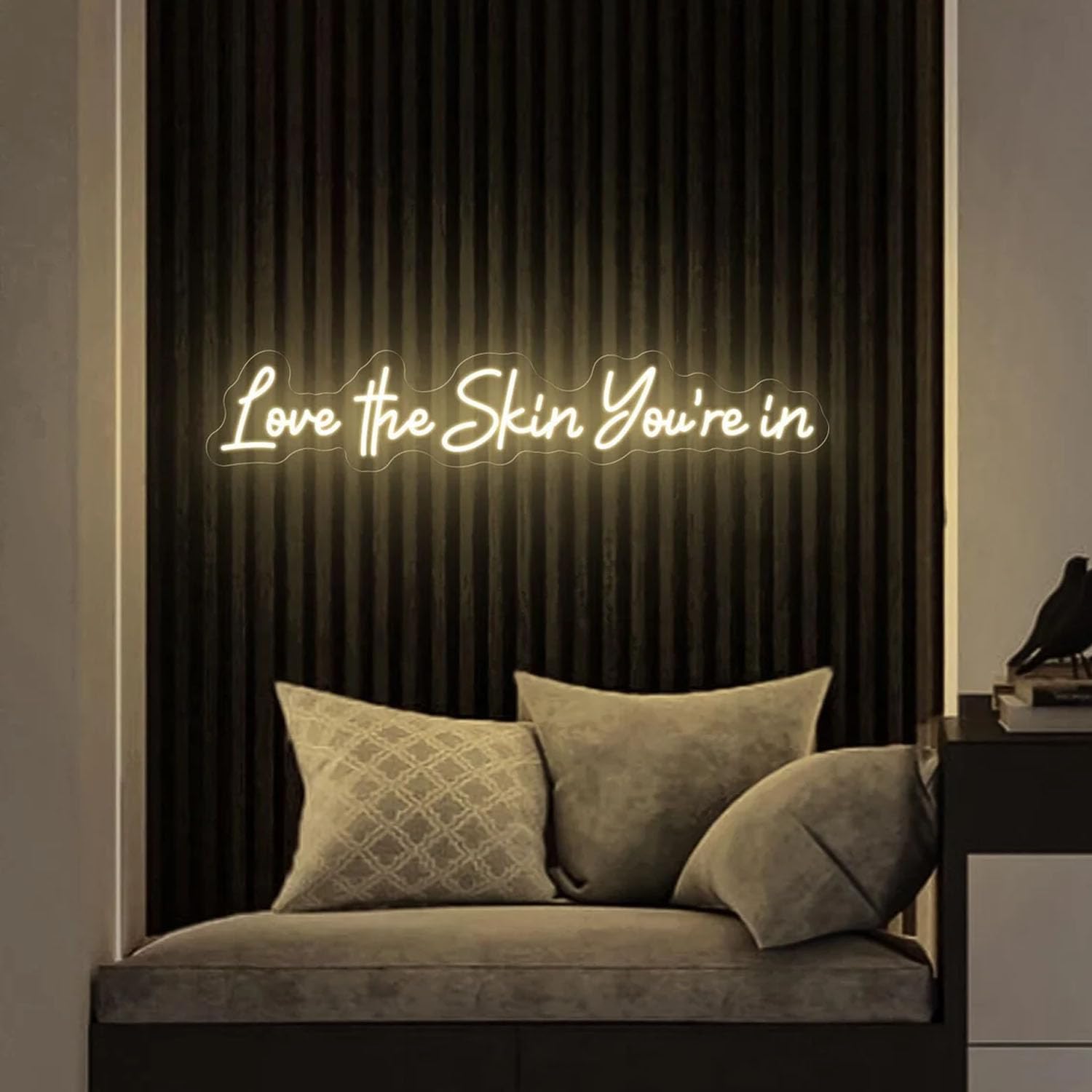 Love The Skin You're In Neon Sign,Beauty Room Neon Decor,Spa Salon Neon Lights,Spa Studio Decor,Esthetician Wall Decor,Skincare Wall Sign.Size: