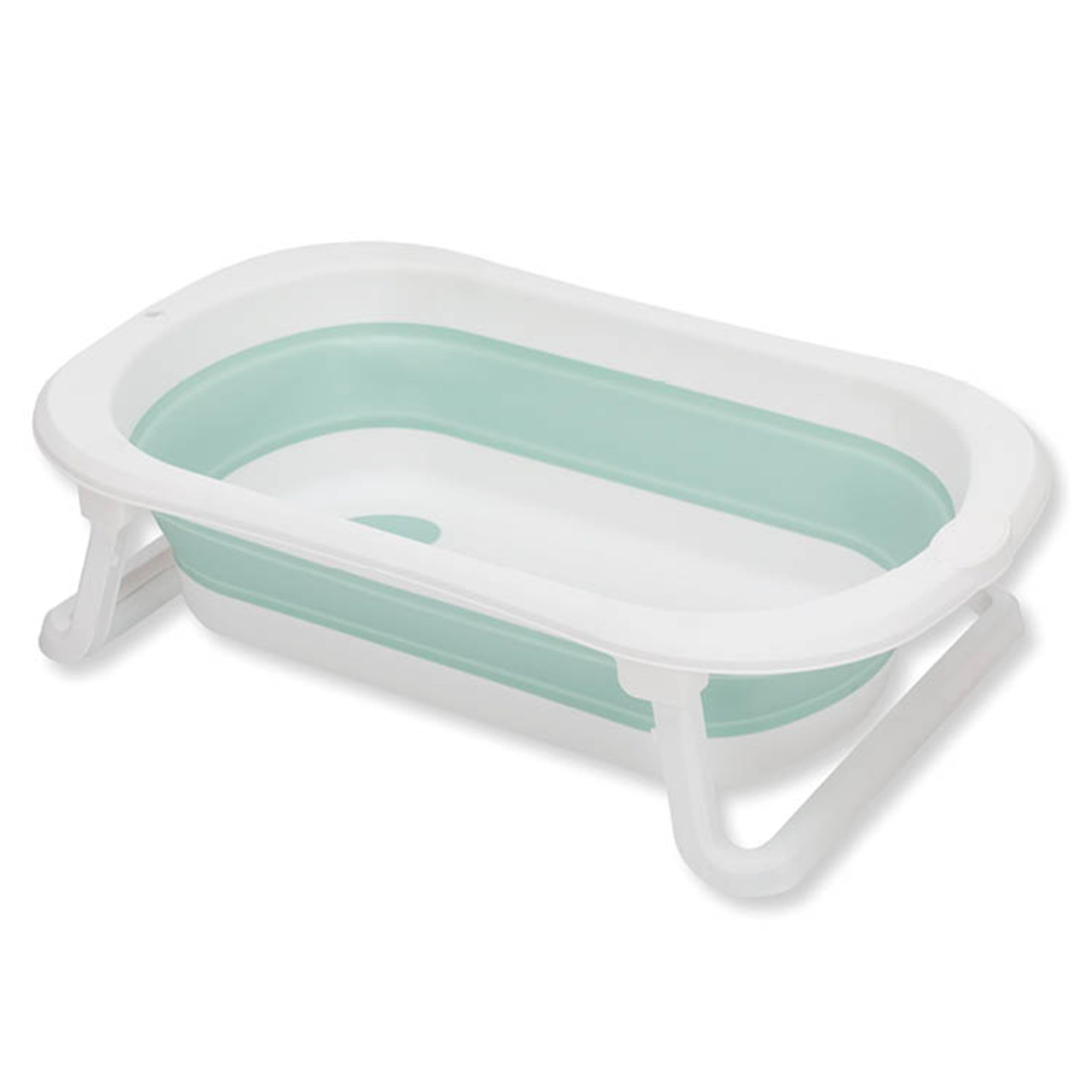 Fillikid Orka - Vasca da bagno pieghevole per bambini, colore salvia e bianco | Vasca salvaspazio con gambe pieghevoli, rivestimento antiscivolo e tappo di scarico