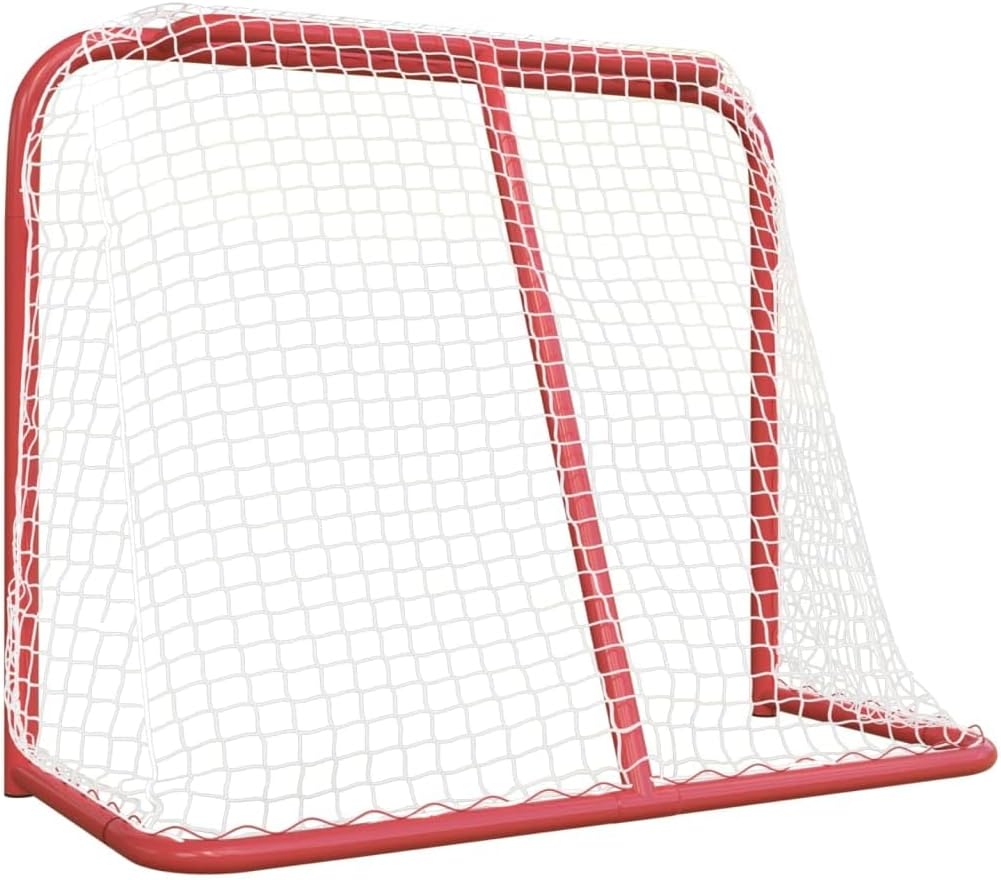 vidaXL Red and White Hockey Goal - Durable Polyester and Steel Construct, Weatherproof and Sturdy Hockey Training Equipment 72"x28"x48"