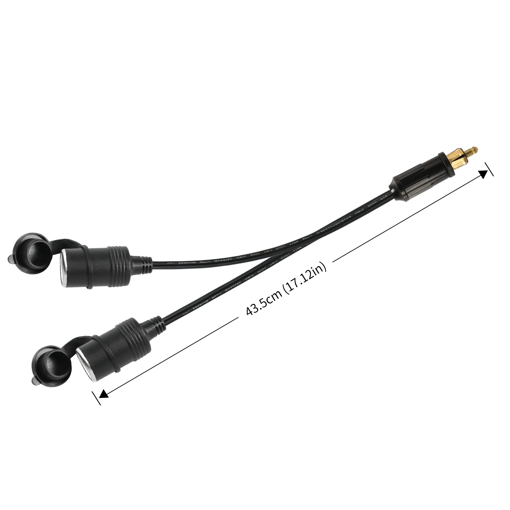 Wielokrotna wtyczka zapalniczki samochodowej 2 gniazda rozdzielacz 12 V / 24 V adapter zapalniczki samochodowej wtyczka męska na żeńską przedłużacz wtyczki, 40 cm
