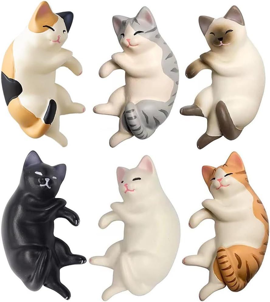 Fridge Magnets Cat Cute Magnets Animal Funny Refrigerator Bedroom Kitchen Office Decoration Set of 6
