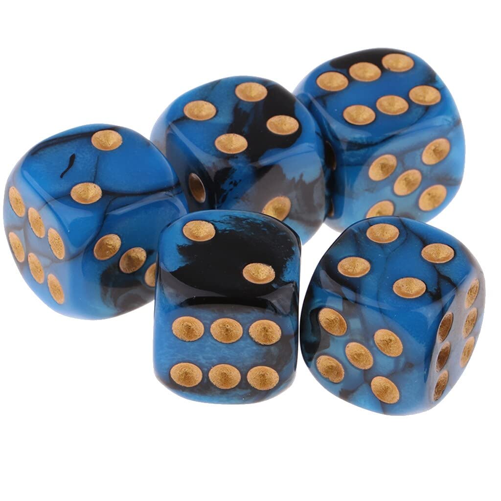 HXSCOO 15Pcs New Bright Colors 6 Sided Dice Round Corner Pearl Dices 16mm Playing Table Game Casino Entertainment Supplies