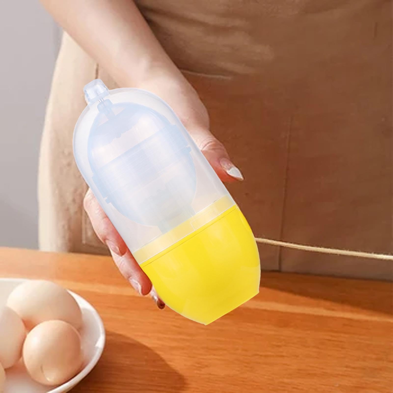 Máquina para hacer huevos dorados, huevos revueltos con cáscara | Batidor de huevos manual con cordón portát | Herramienta para cocinar huevos accionada a mano, mezclador de clara de yema de huevo