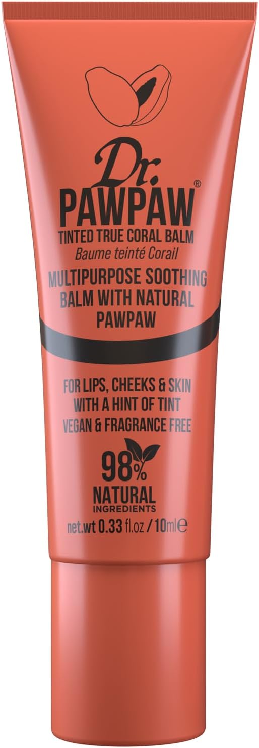 Multipurpose Soothing Tinted Balm - Lip Balm for Lips, Cheeks, Eyes – Tinted Lip Balm - Lip Moisturizer with Pawpaw - True Coral - 0.33 oz