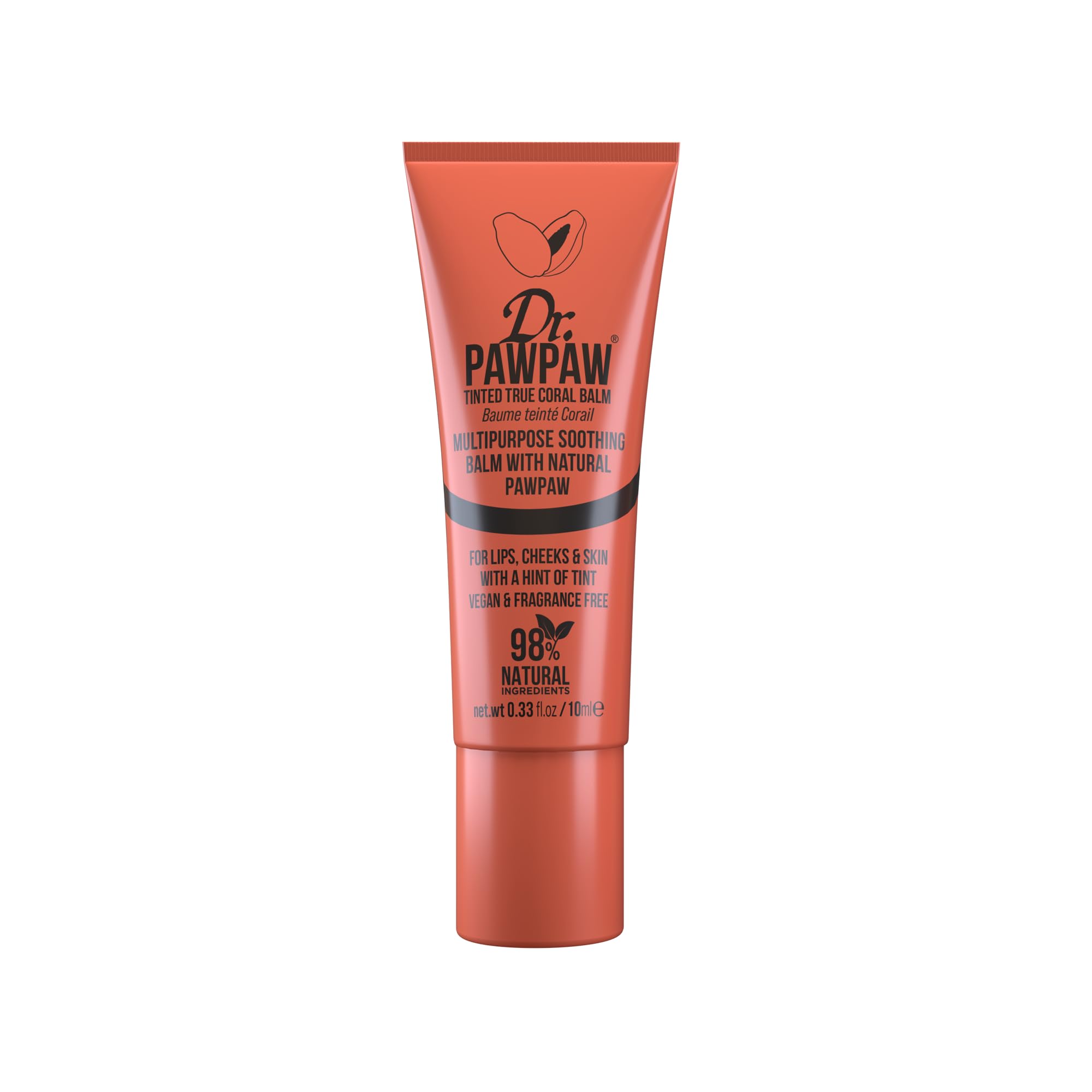 Multipurpose Soothing Tinted Balm - Lip Balm for Lips, Cheeks, Eyes – Tinted Lip Balm - Lip Moisturizer with Pawpaw - True Coral - 0.33 oz