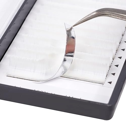 Miniatura 4 de Extensiones de pestañas de colores Easy Fan de 0.07 a 0.59 pulgadas, mezcla de color blanco, rizo D, fácil de colocar 0.003 in, suministros de