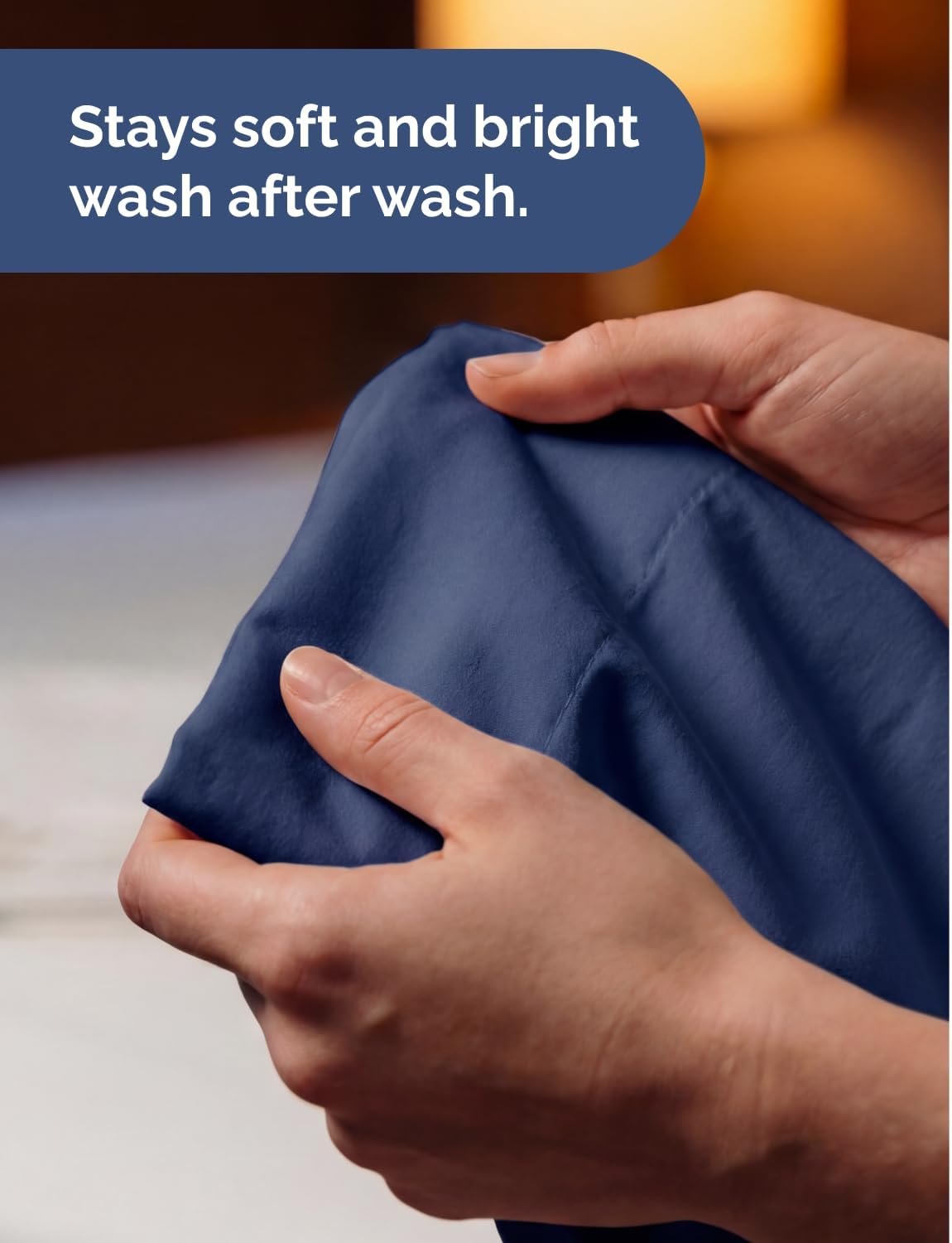 Lightweight 3 Piece Bed Sheet Set Twin Size - Cooling Sheets for Hot Sleepers - Soft Breathable Bedding Set w/ 8-16 Inch Deep Pockets - 1 Flat & 1 Fitted & 1 Pillowcase - Wrinkle Resistant - Navy Blue