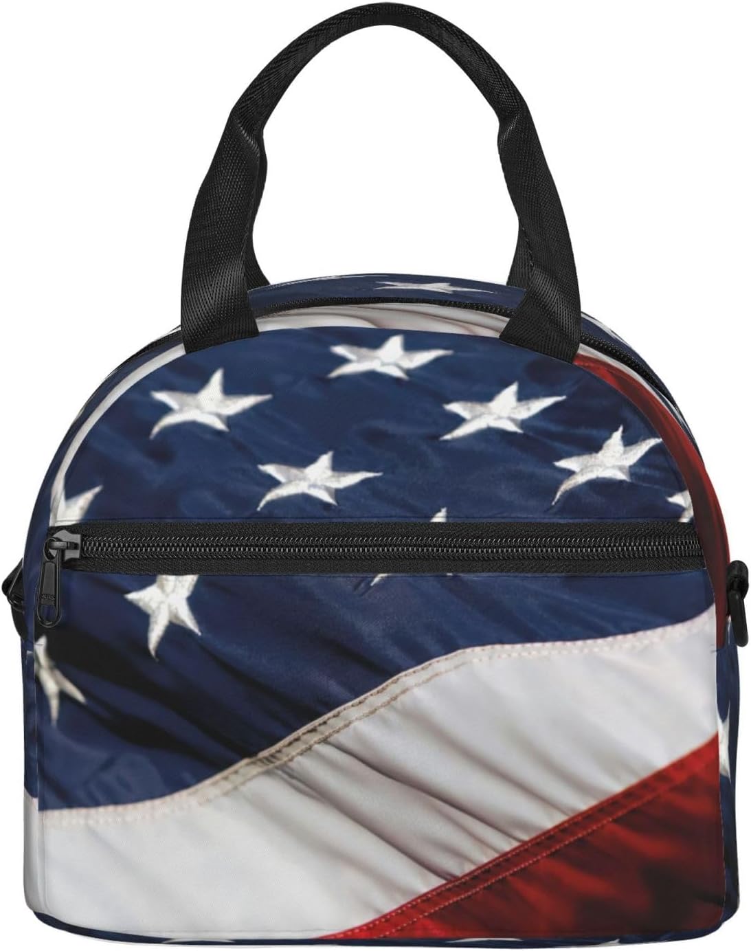 American Bald eagle flag Print Reusable Lunch Bag Insulated Lunch Boxes for Office Work Picnic Tote Bag Adjustable