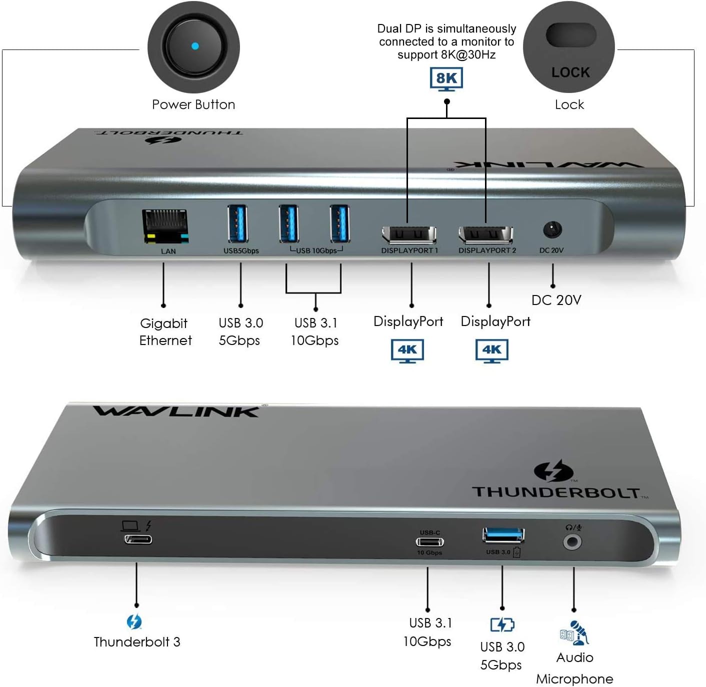 Bеѕt Prоmо WAVLINK 8K Thunderbolt 3 Dock- 60W Power Delivery Charging,Dual 4K@60Hz & Single 8K@30Hz Display,Thunderbolt 3 Port up to 40Gbps, 2X DP 1.4, 3 USB 10Gbps, 2 USB3.0, LAN for 2016+ MacBook Pro & PC Buу 1 gеt 1 🔥 WAVLINK 8K Thunderbolt 3 Dock- 60W Power Delivery Charging,Dual 4K@60Hz & Single 8K@30Hz Display,Thunderbolt 3 Port up to 40Gbps, 2X DP 1.4, 3 USB 10Gbps, 2 USB3.0, LAN for 2016+ MacBook Pro & PC