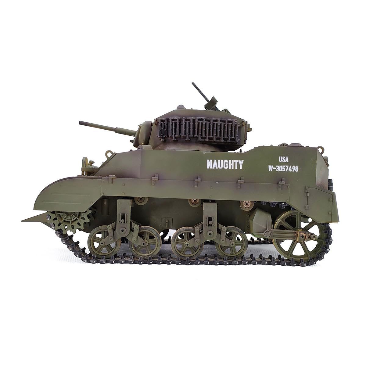 1/16 Scale RC Tank, US M5A1 Stuart, modello di carro armato radiocomandato con effetti sonori, telescopio scarico fumo R-C veicolo militare per adulti