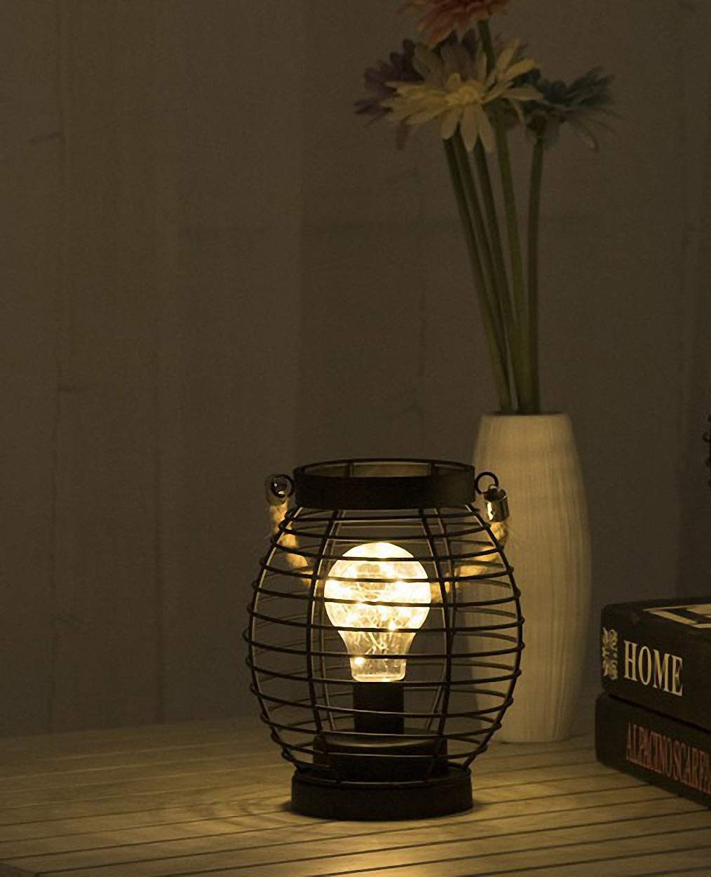 Ulalaza Black Metal Wire Table Lamp Modern Iron Basket Cage Style Night Light Retro Bedside Desk Stand lights Nightstand for Bedroom Living Room — image 1