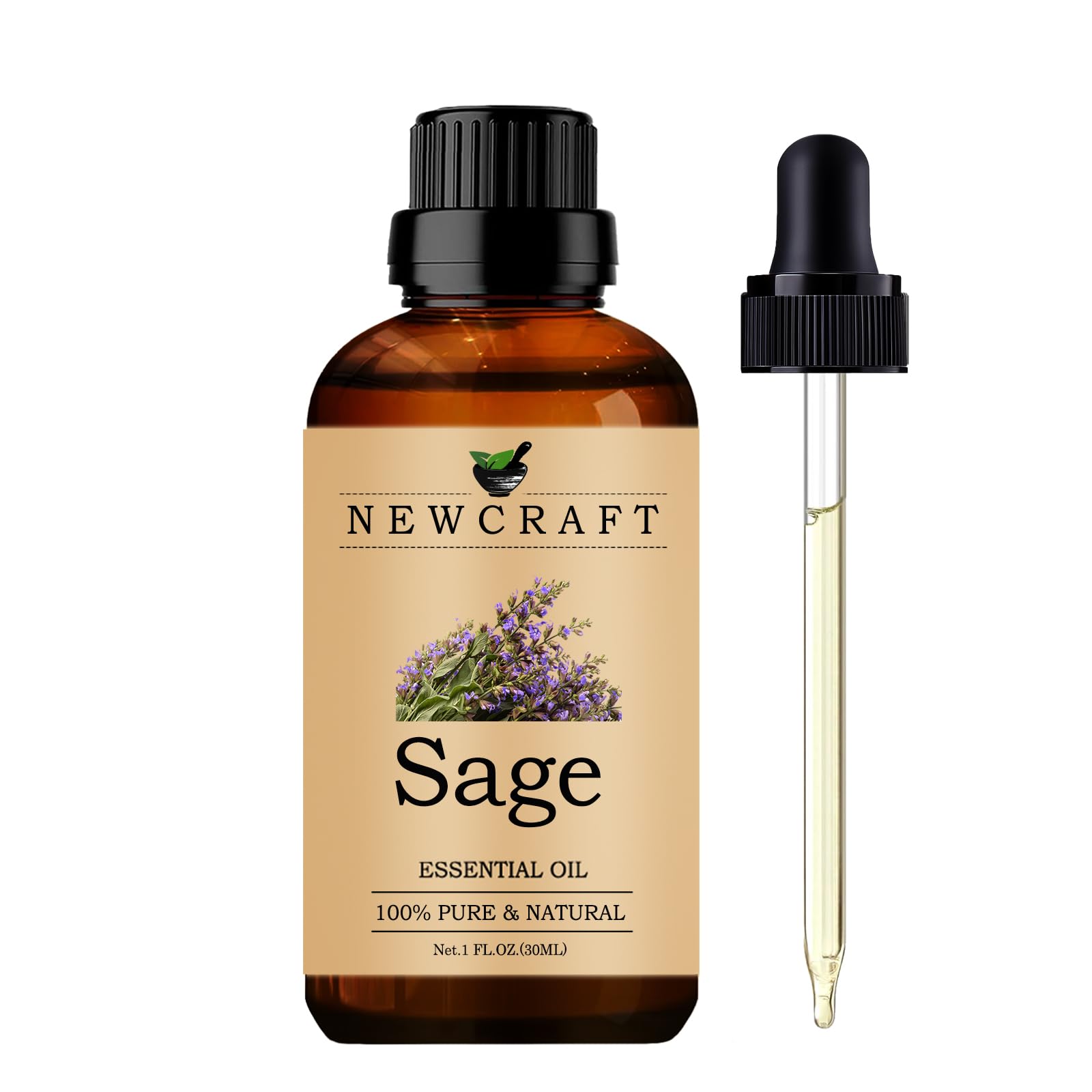 Sage Essential Oils, 100% Pure and Natural Essential Oil for Aromatherapy Diffuser - Sage/1 Fl Oz