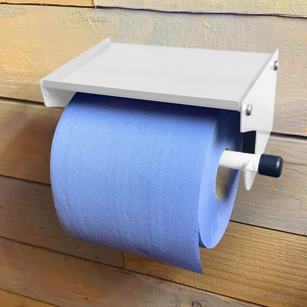 Dispenser per rotolo blu da parete, porta rotolo blu con ripiano portaoggetti, dispenser e supporto per asciugamani di carta industriale - ideale per ufficio, casa, magazzino, officina,