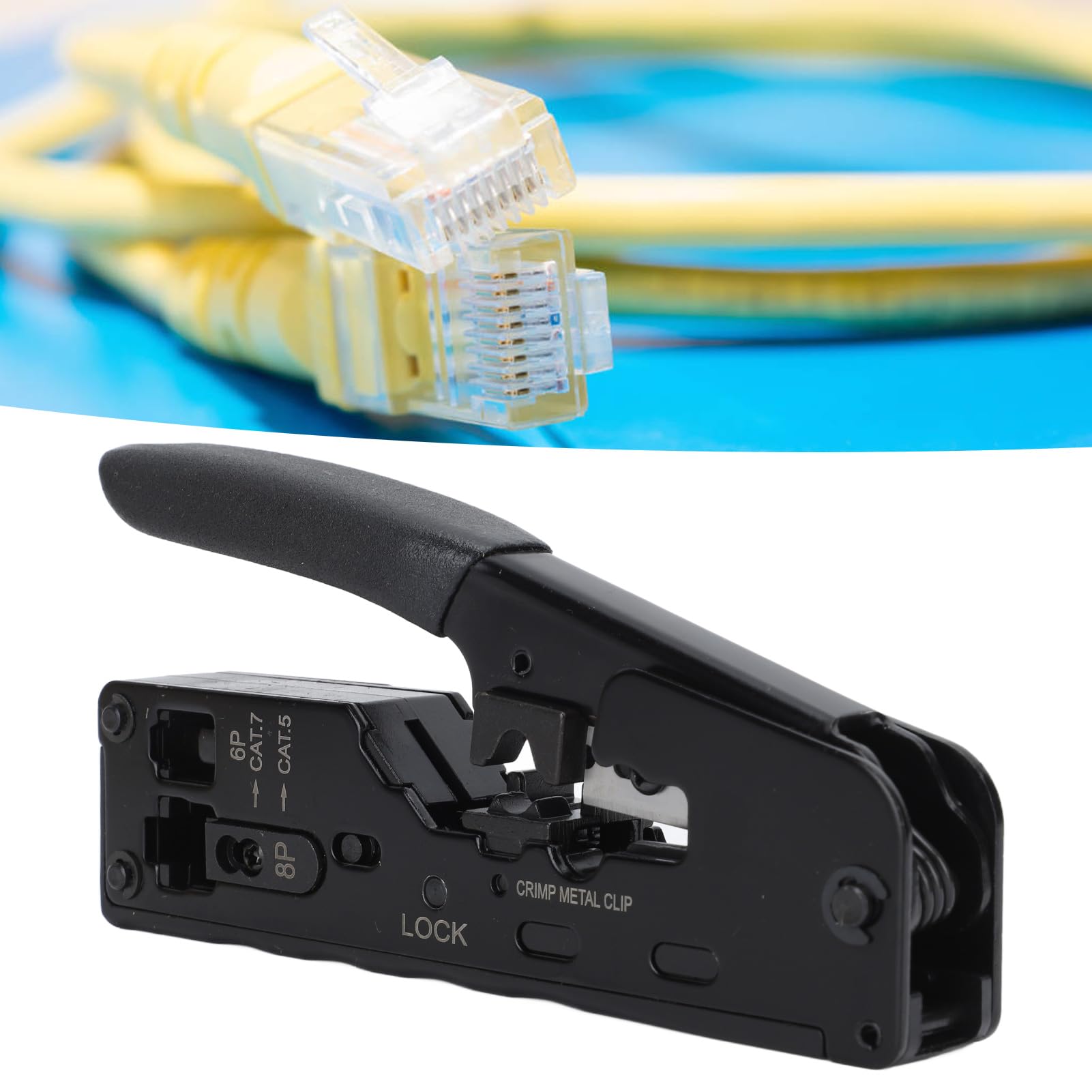 Outil de sertissage RJ45 Pass Through Ethernet Sertisseur Kit d'outils de sertissage de câble réseau pour câbles Cat5 Cat5e Cat6 avec fiches 8P8C
