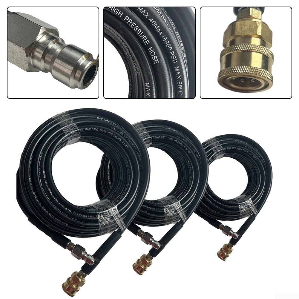 Tubo flessibile per idropulitrice da 3/8 di pollice con connessione rapida in acciaio inox, 2000 PSI PVC di grado commerciale e treccia in acciaio, uso in acqua fredda per idropulitrici, lunghezza 10