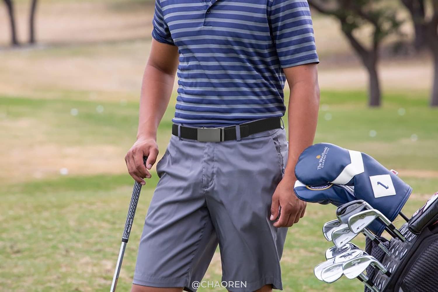 CHAOREN Mens Belt Stretchable - Elastic Golf Nylon Web Adjustable Belt - for Casual Wear - Image 3