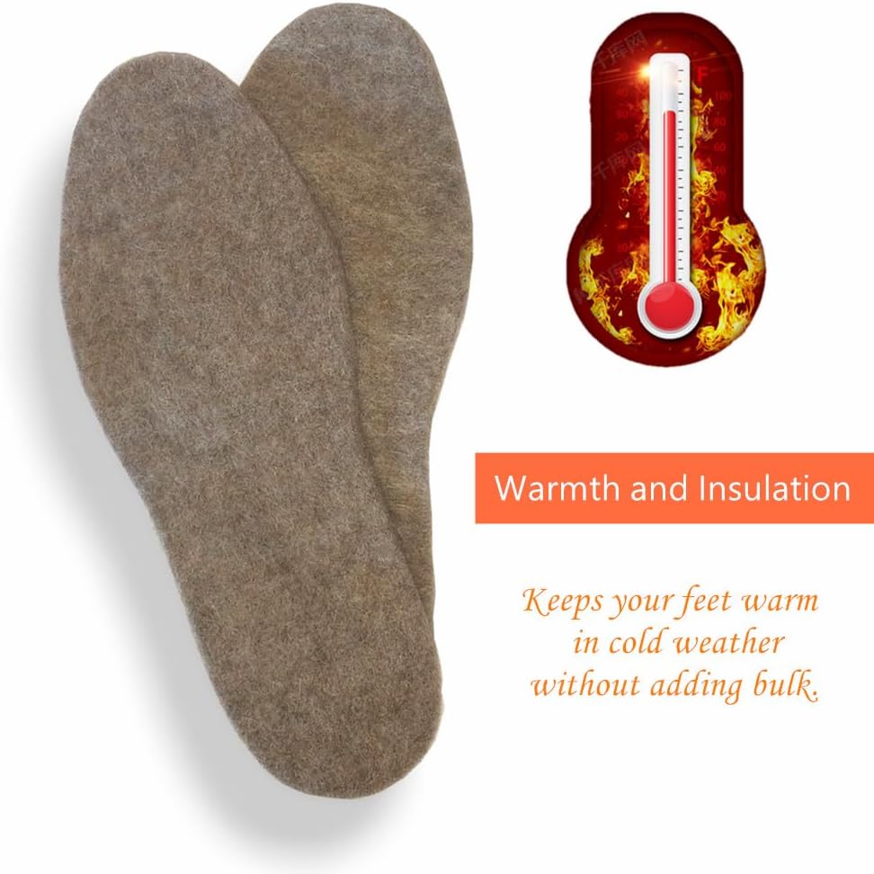 Alpaca Wool Warm Shoe Insert - Wool Shoe Insoles for Boot Soft Winter Warm Shoe Replacement Men 7 Women 8 - Image 5