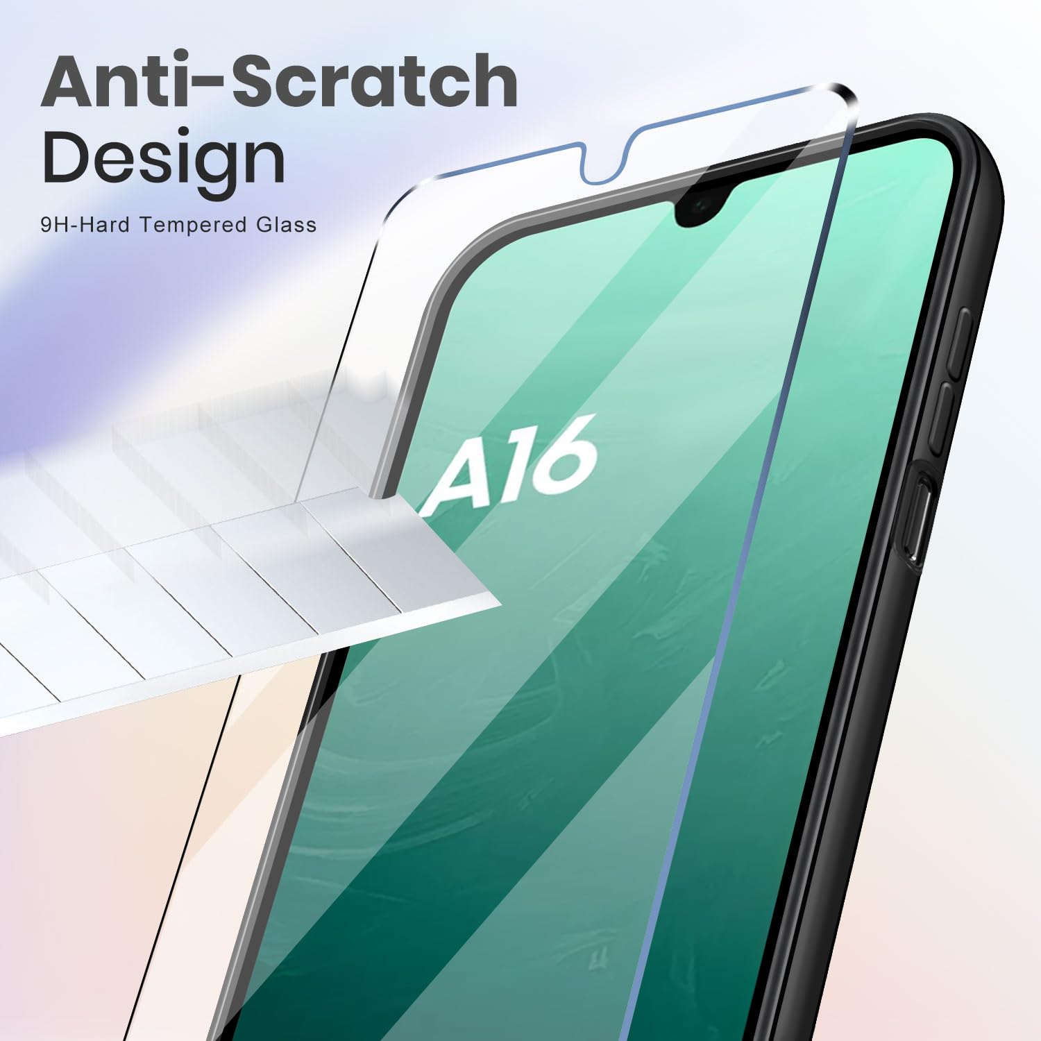 New&Teck Cover per Samsung Galaxy A16 4G/5G + 2 vetro temperato protezione schermo, custodia in silicone TPU morbido, antiurto con angoli rinforzati, protezione chiara. (Nero)