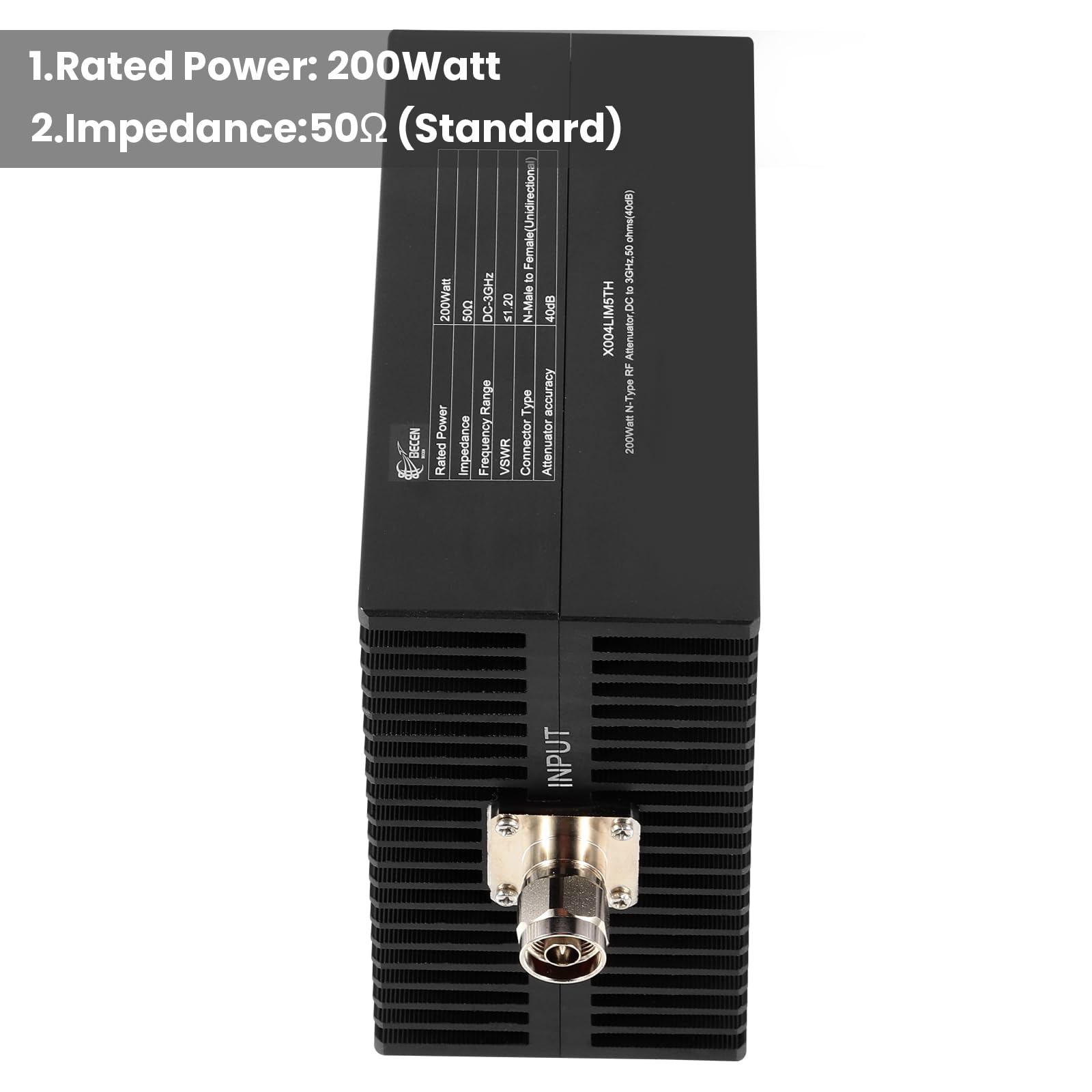 200 W N-Typ HF-Dämpfungsglied, DC bis 3 GHz, 50 Ohm, präzise einstellbarer Signalverlust für HF-Systeme, Testen, Broadcast und Kommunikation (40 dB)