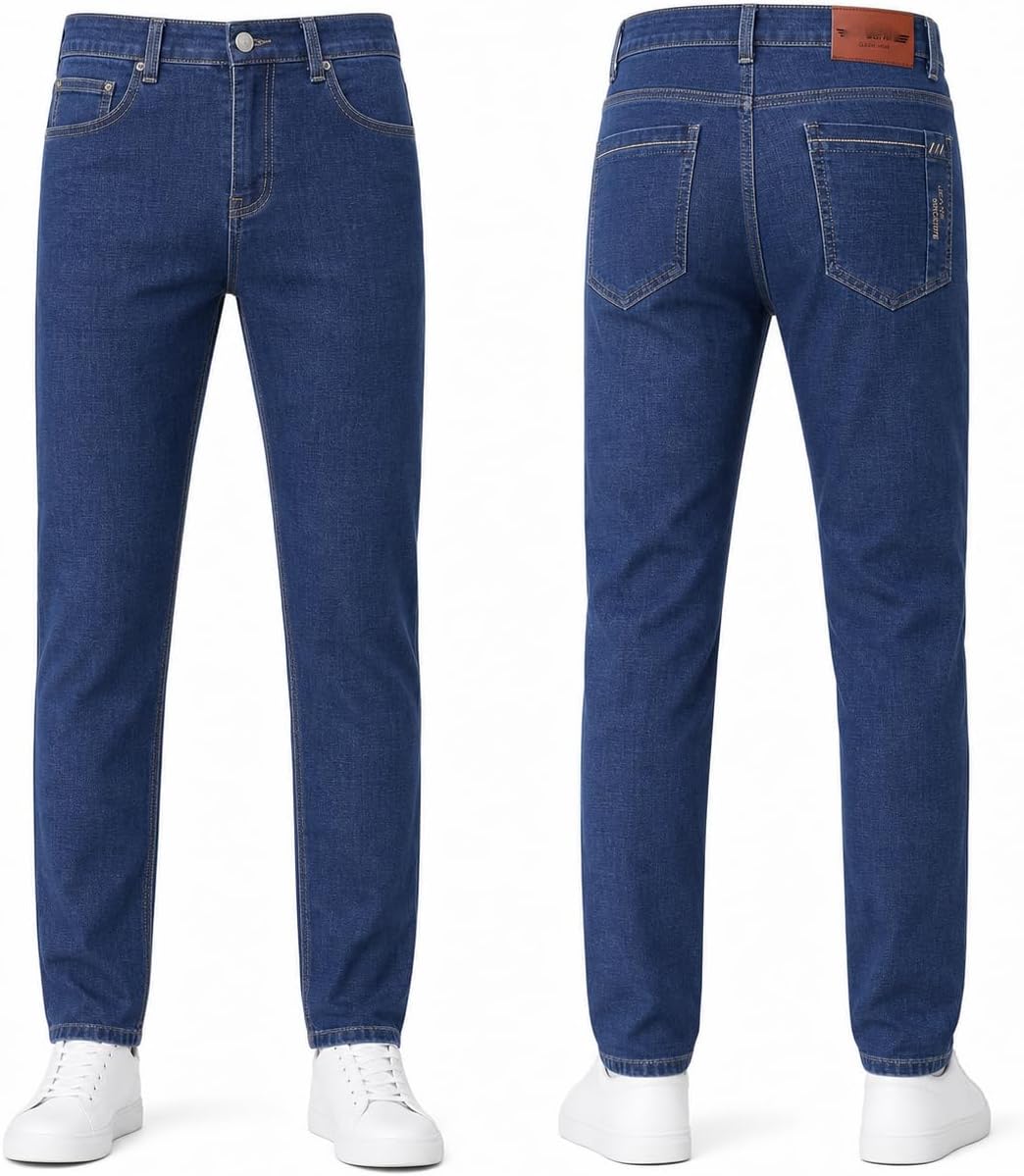 Spring Summer Men's Straight Lightweight Jeans Stretch Denim Pants Cotton Thin Classic Trousers