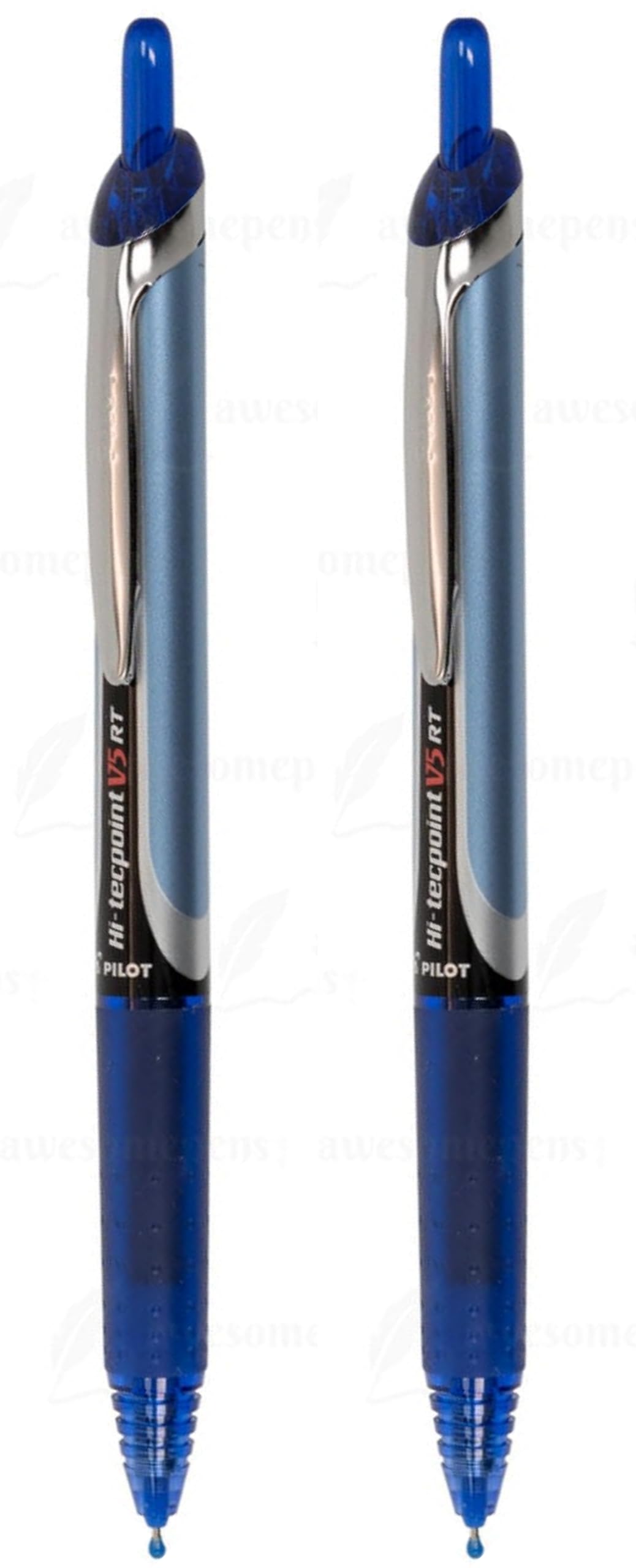 Hi-Tecpoint V5 RT – Liquid Ink Rollerball Pen - 0.5MM Fine Tip - Needle Point - Quick Dry ink - (Pack of 2) (Blue ink)