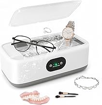 Ultrasonic Cleaner, Ultrasonic Cleaning 640 ml 48 KHz, Professional Ultrasonic Cleaner with 3 Time Modes, for Home Such as Glasses, Jewelry, Watches (Transparent)
