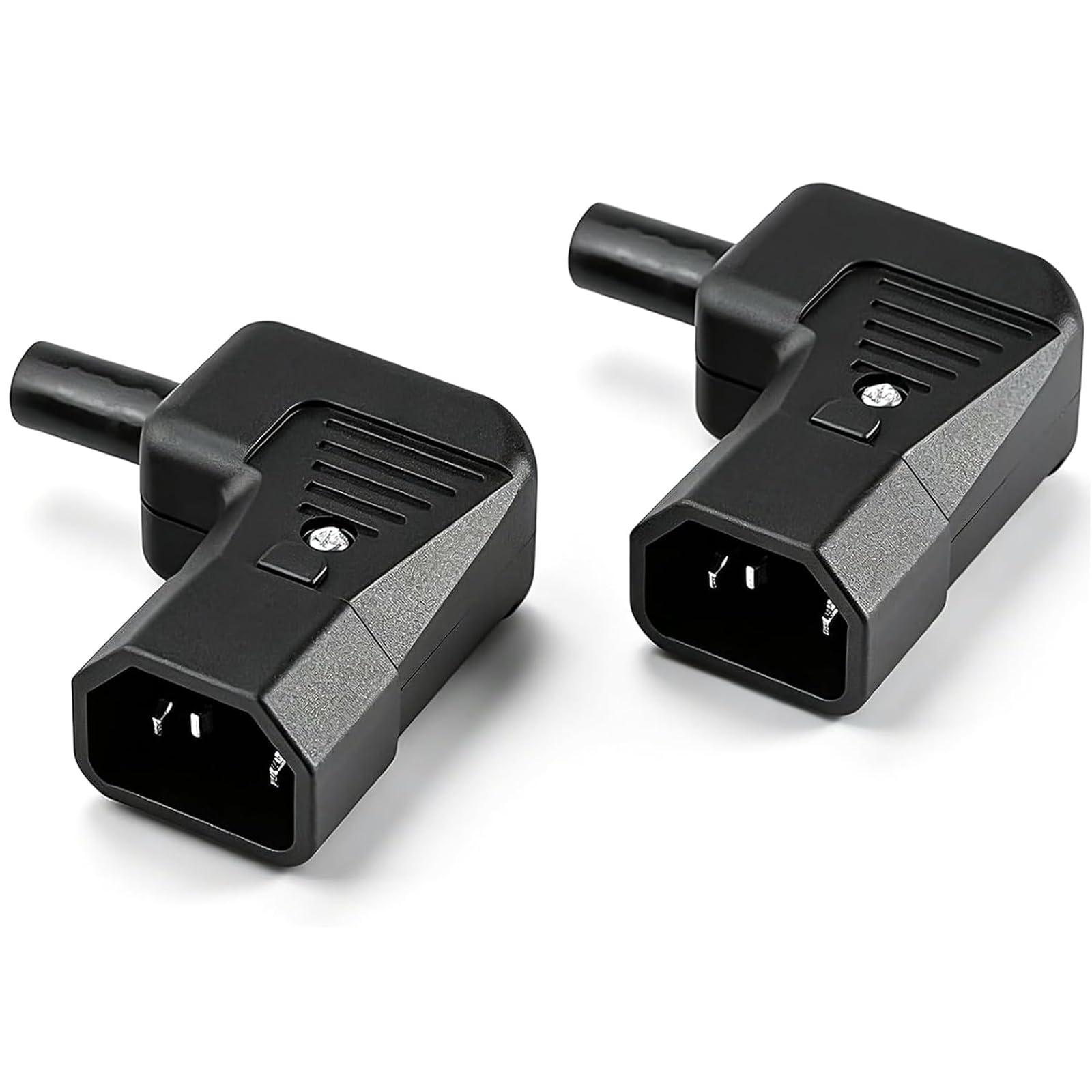 2PCS IEC C14 Right Angle Plug, 90 Degree Rewirable Power Connector, 250V 10A IEC C14 Male Plug Adapter, DIY Wiring Mains Connector for PC, Monitor, Printer, UPS, Server Cabinet