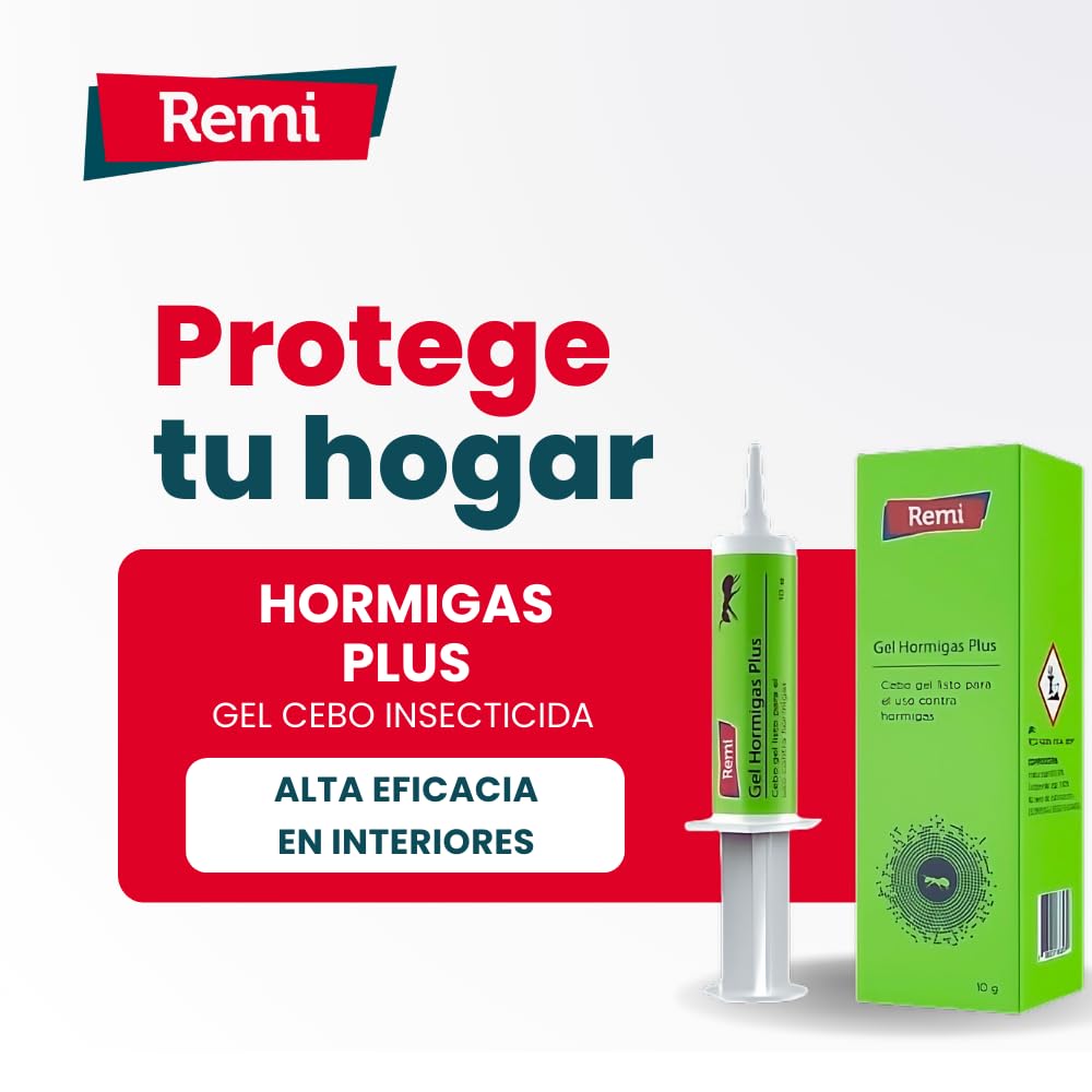 Remi Hogar Gel Hormigas Plus | Gel Insecticida Antihormigas en Jeringa | Cebo Insecticida Listo para Usar | Elimina Hormigas y el Hormiguero | Uso Interior | Alta Eficacia | Uso Doméstico